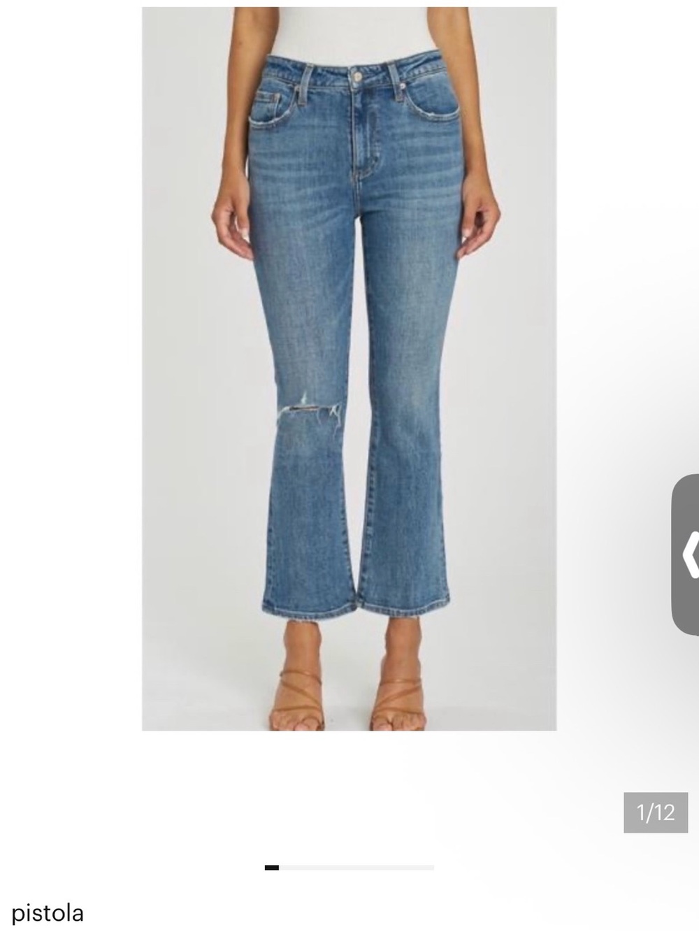 Pistola Women’s Medium Blue Flare  Ankle Jeans with Knee Distress Size: 28